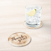 Ronde hout gesneden plak rustieke bruiloft dank u ronde kartonnen onderzetter (Insitu)