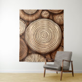 Ronde houtboomstammen Houten Bossen Wandkleed (In situ)
