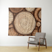 Ronde houtboomstammen Houten Bossen Wandkleed (In Situ (horizontaal))