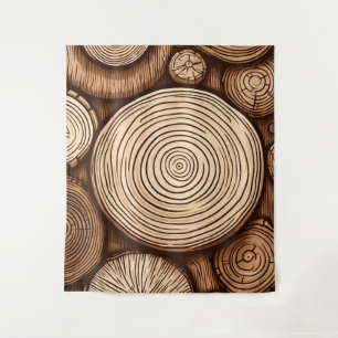 Ronde Houten Boomstammen Houten Bos Wandkleed
