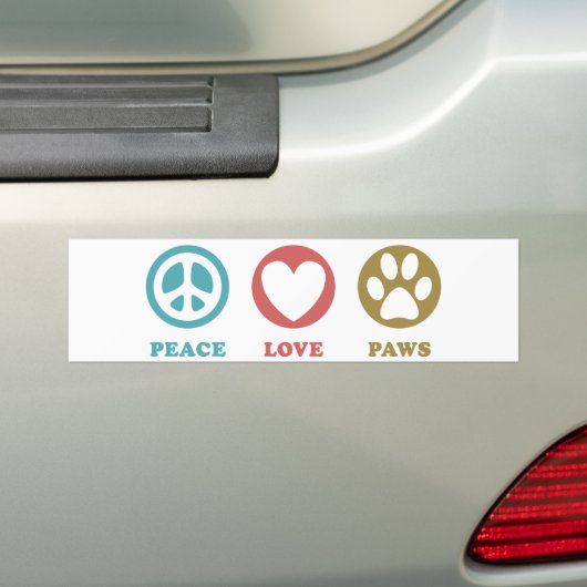 Ronde Iconen Vrede Liefde Paws Bumpersticker (Op auto)