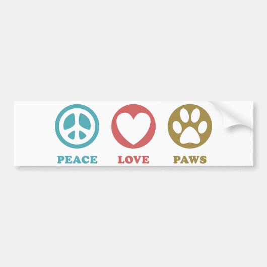 Ronde Iconen Vrede Liefde Paws Bumpersticker (Voorkant)