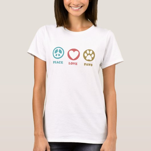 Ronde Iconen Vrede Liefde Paws T-shirt (Voorkant)