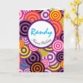 Ronde in cirkels personaliseren Happy Birthday Kaart (Gele Bloem)