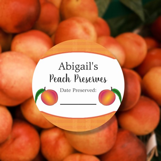Ronde inbliksticker perzik fruit sticker