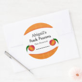 Ronde inbliksticker perzik fruit sticker (Envelop)