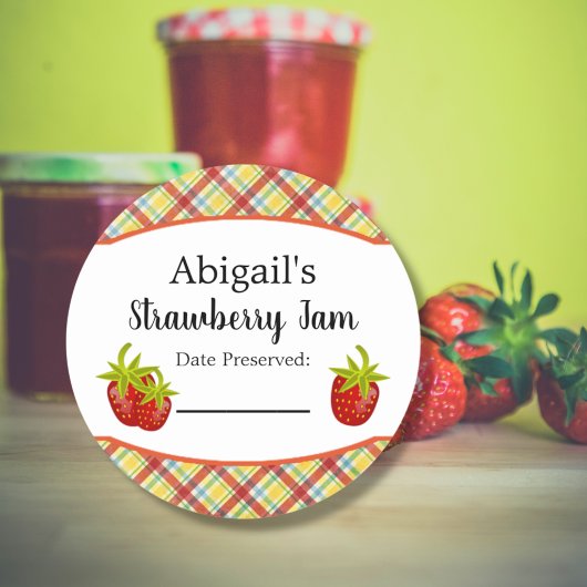 Ronde inmaak sticker aardbei fruit