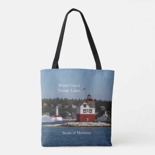 Ronde Island Passage Lights over de hele canvas ta Tote Bag (Achterkant)
