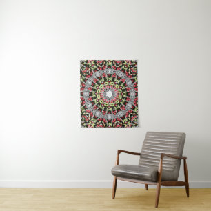 Ronde kaleidoscoopretro van Tapestry Mandala Wandkleed