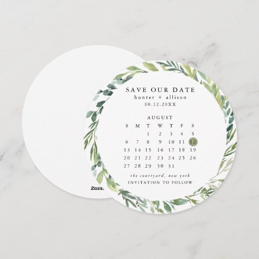 Ronde kalender sparen de Kaart van de Datum (Voorkant / Achterkant)