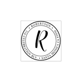 Ronde kalligrafie Monogram retouradres Rubberstempel