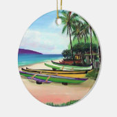 Ronde Kanoe Strand Keramisch Ornament (Links)