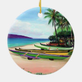 Ronde Kanoe Strand Keramisch Ornament (Achterkant)