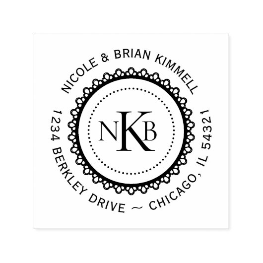 Ronde Kant Initialen Monogram Creëer Uw Eigen Zelfinktende Stempel (Design)