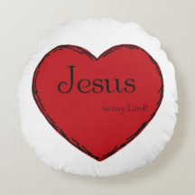 Ronde katoenen kussen met een hart