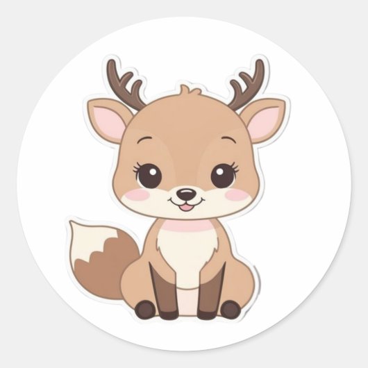 Ronde Kawaii Dee Sticker - Schattige en leuk (Voorkant)