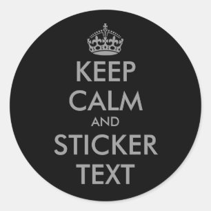 Ronde KeepCalm-Stickers in grijs   personaliseerba Ronde Sticker