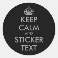 Ronde KeepCalm-Stickers in grijs | personaliseerba