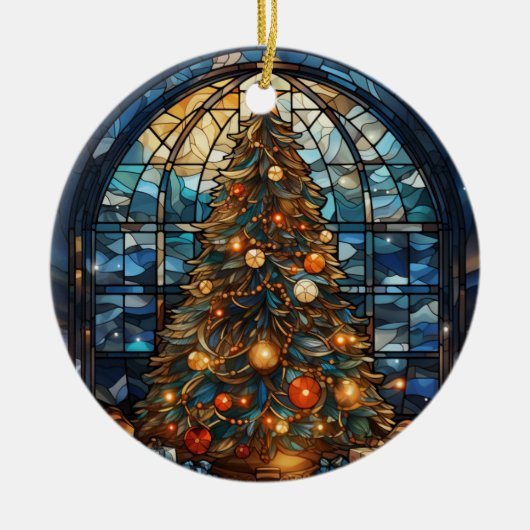 Ronde Keramische Kerstboom Ornament (Voorkant)