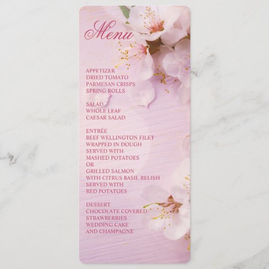 Ronde Kersenbloesem Elegant Trouwmenu Menu (Voorkant)