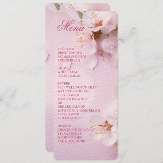 Ronde Kersenbloesem Elegant Trouwmenu Menu (Voorkant / Achterkant)