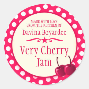Ronde kersenrode jam stickers
