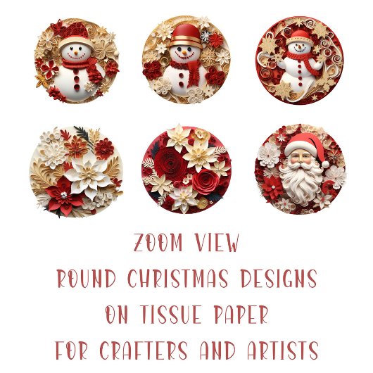 Ronde Kerst Afbeelding DIY Decoupage Ornament Craf Tissuepapier