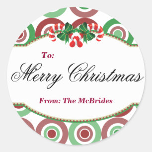 Ronde Kerst Candy Cane cadeau label Sticker