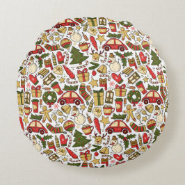 Ronde Kerst Doodle Kussen