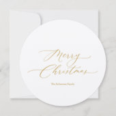 Ronde kerst Kaart met gouden script (Voorkant)