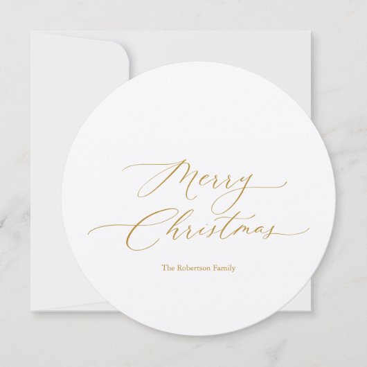 Ronde kerst Kaart met gouden script en krans (Voorkant)