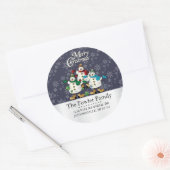 Ronde Kerst Sneeuwmannen Adresetiketten Ronde Sticker (Envelop)