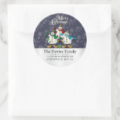 Ronde Kerst Sneeuwmannen Adresetiketten Ronde Sticker (Tas)