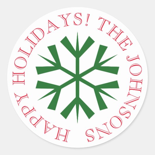 Ronde Kerst stickers met sneeuwvlok (Voorkant)