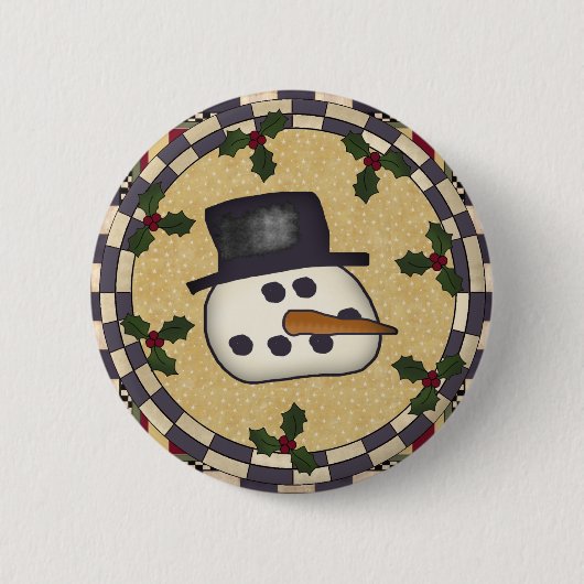 Ronde kerstButton - Snowman Face Button 5,7 Cm (Voorkant)