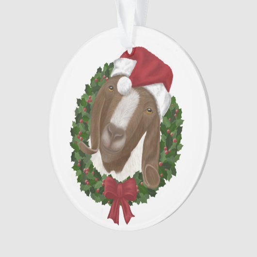 Ronde kerstgeiteversiering ornament (voorkant)