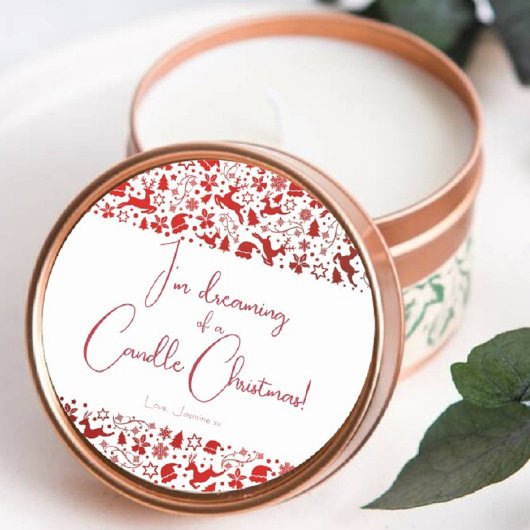 Ronde kerstkaars bewerkbare label Sticker