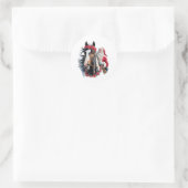 Ronde Kerststickers Sint op een schimmel Sticker (Tas)