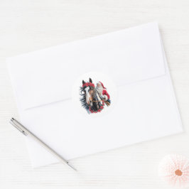 Ronde Kerststickers Sint op een schimmel Sticker
