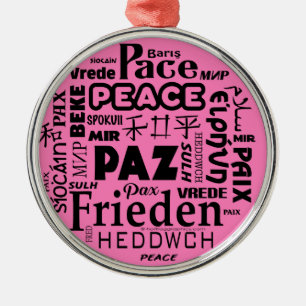 Ronde kerstversiering Vredeswoorden Metalen Ornament