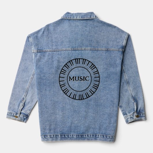 Ronde Keyboard Music Design Denim Jacket (Achterkant)