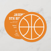 Ronde kinder basketbal verjaardagsfeestuitnodiging kaart (Voorkant / Achterkant)