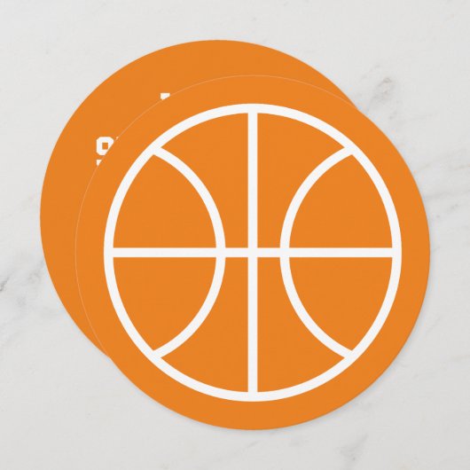 Ronde kinder basketbal verjaardagsfeestuitnodiging kaart (Voorkant / Achterkant)