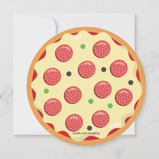 Ronde Kinderen Verjaardag Pizza Party uitnodiging (Achterkant)