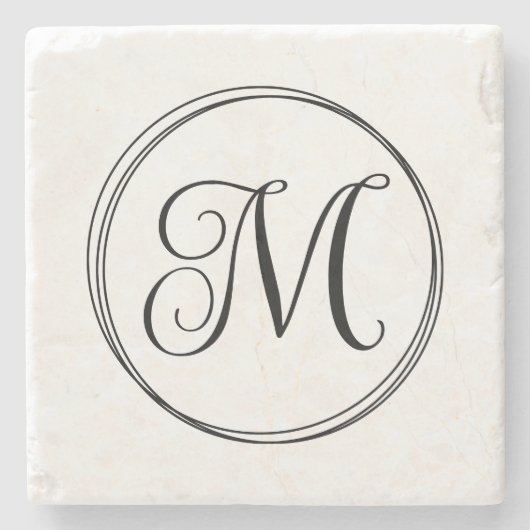 Ronde Kladschrift Monogram Stenen Onderzetter (Voorkant)