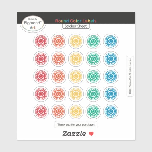 Ronde Kleurenlabels voor Organiseren door Figmond  Sticker (Vel)