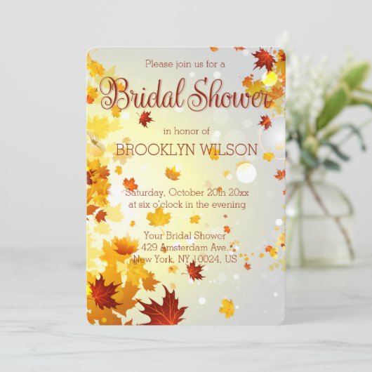 Ronde kleurrijke Herfst Bridal Shower-uitnodiginge Kaart (Staand voorkant)