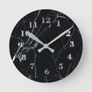 Ronde klok Black marble