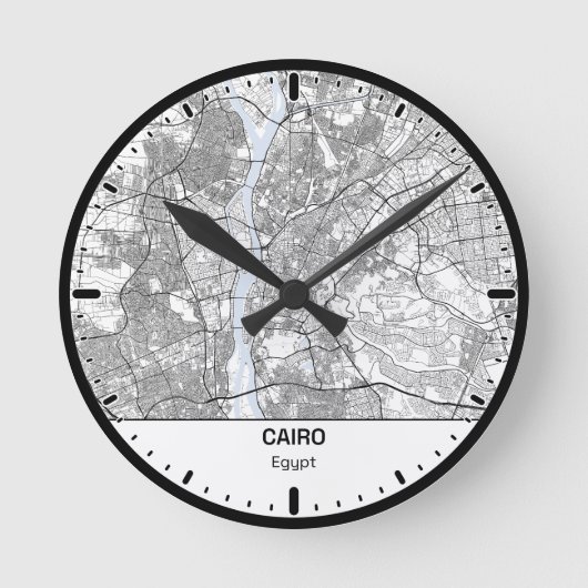 Ronde klok Cairo Clock City Lijn Kunst (Voorkant)