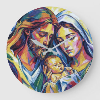 Ronde klok Jezus Maria en Jozef